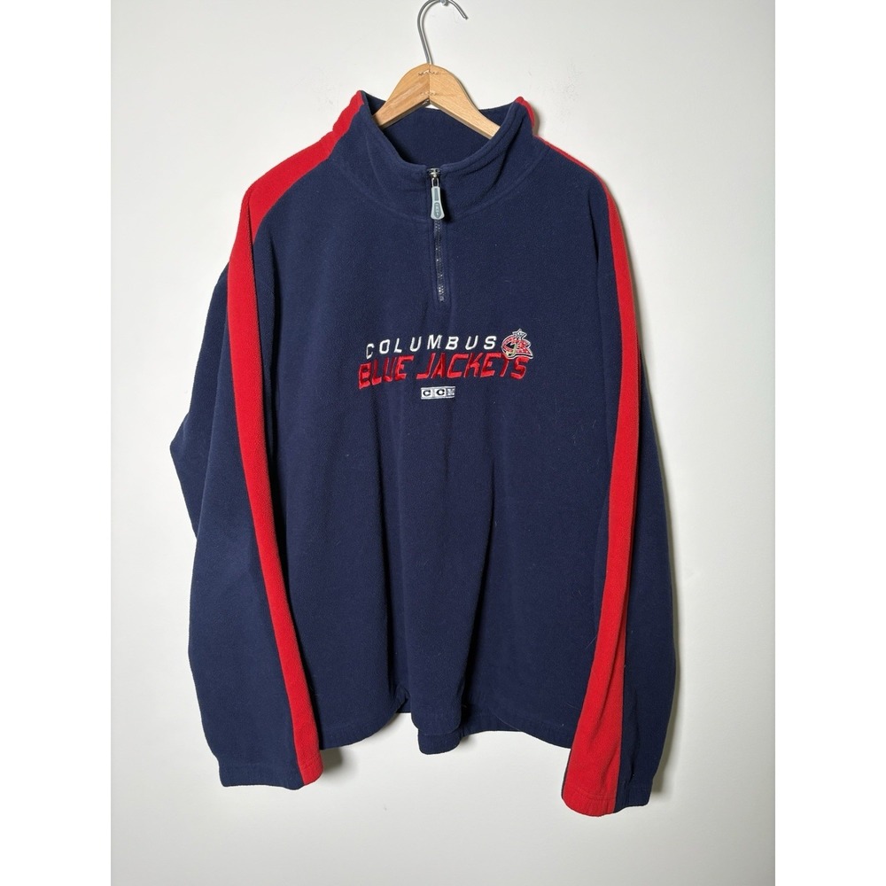 Vintage CCM Columbus Blue Jackets Quarter Zip Fleece Pullover Men's XL NHL